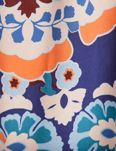 Robe droite col cache-coeur bleu femme