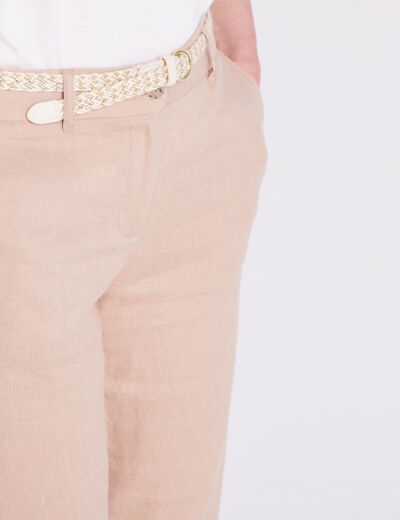 Pantalon flou ceinturé sable femme