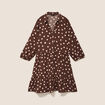 Robe courte &eacute;vas&eacute;e col chemise marron femme