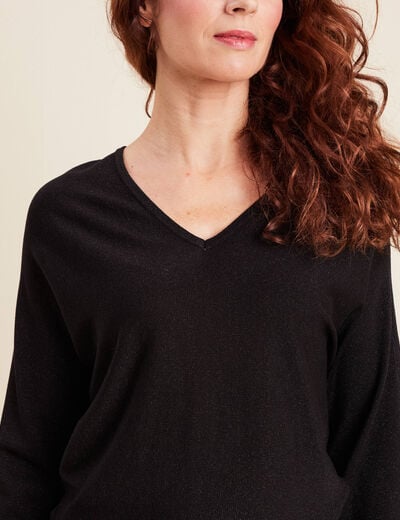 Robe tricot bas simili cuir noir femme
