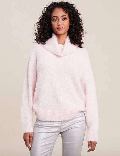 Pull manches longues rose clair femme