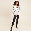 Chemise fluide brod&eacute;e manches longues blanc femme