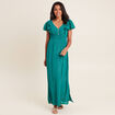 Robe longue droite fluide vert canard femme