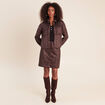 Chemise droite manches longues marron fonc&eacute; femme