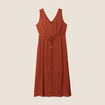Robe midi évasée satin marron foncé femme