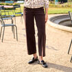 Pantalon large velours c&ocirc;tel&eacute; marron fonc&eacute; femme