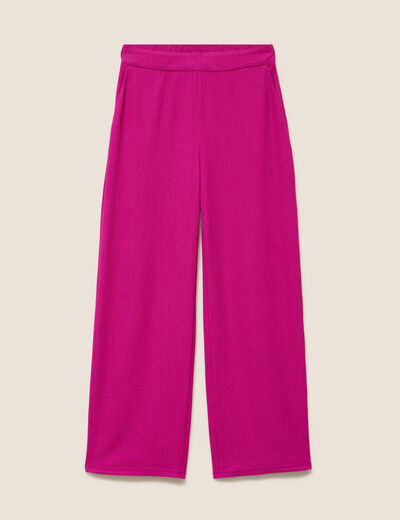 Pantalon large taille haute violet clair femme