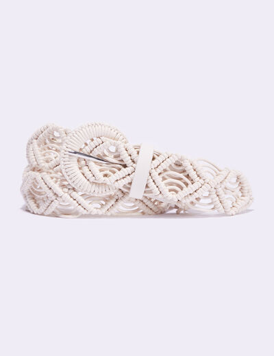 Ceinture en macramé ecru femme