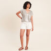 T-shirt col V manches courtes vert clair femme