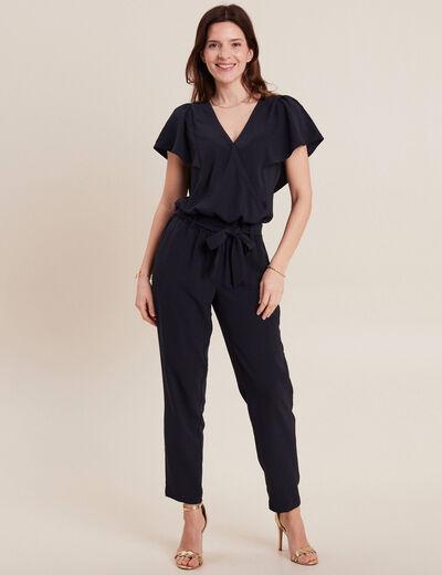 Combinaison pantalon droite bleu foncé femme