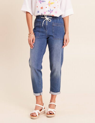 Jean coupe mom 7/8&egrave;me denim stone femme