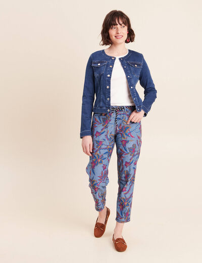 Jean droit r&eacute;versible bleu femme