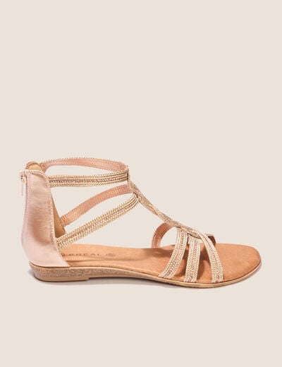 Sandales plates rose clair femme