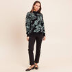 Pull duveteux col montant noir femme