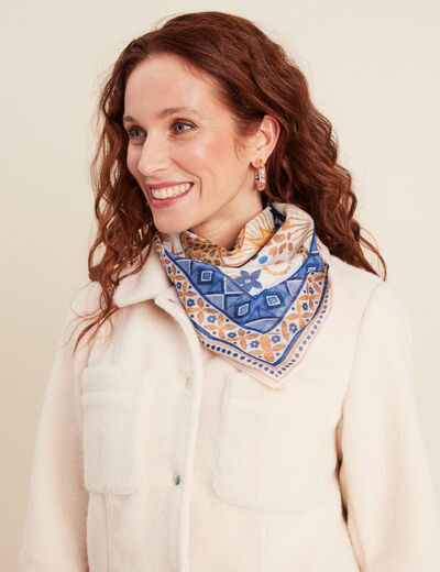 Foulard carré bleu femme