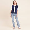 Gilet sans manches aspect laineux bleu marine femme