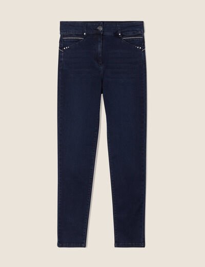 Jean ajusté taille haute denim brut femme