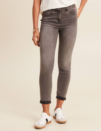 Jean ajusté taille standard 7/8ème gris femme