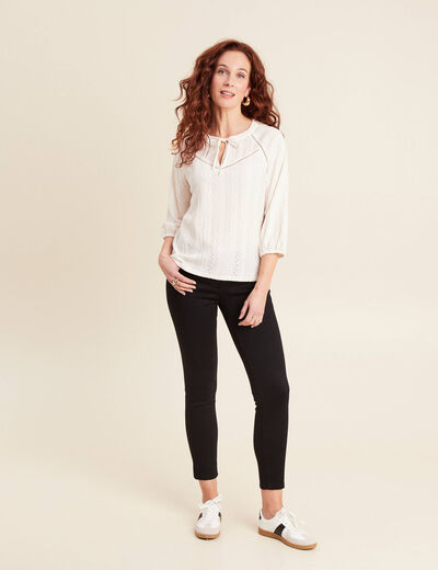 Blouse manches 3/4 ecru femme