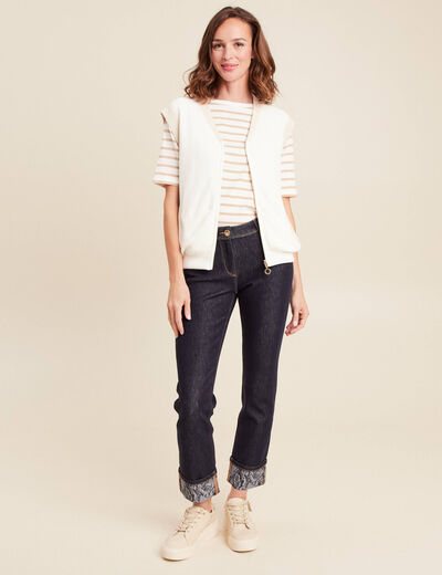 gilet réversible sans manches en coton ecru femme