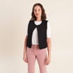 Gilet sans manches bouclette poches noir femme