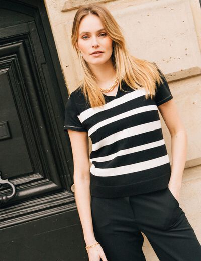 Pull sans manches noir femme