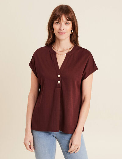 T-shirt manches courtes bordeaux femme