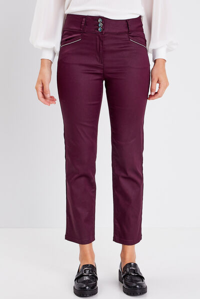 Pantalon droit prune femme