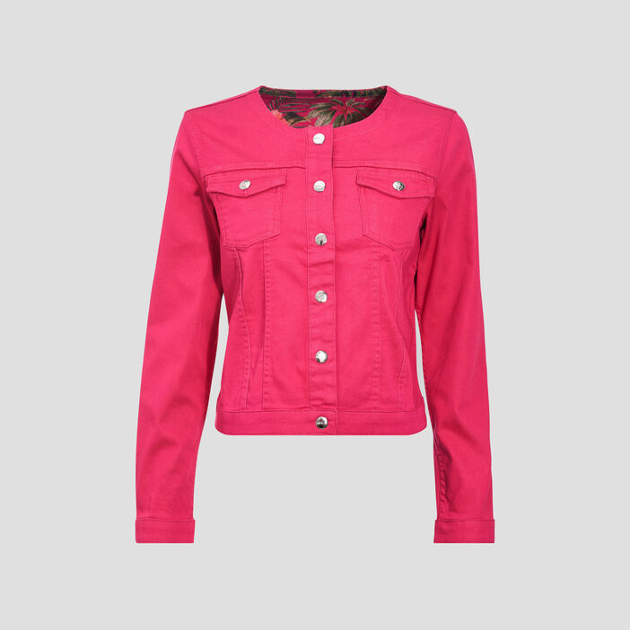 Veste droite réversible rose fushia femme