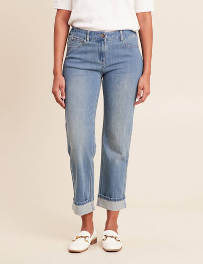 Jean coupe mom 7/8&egrave;me denim double stone femme