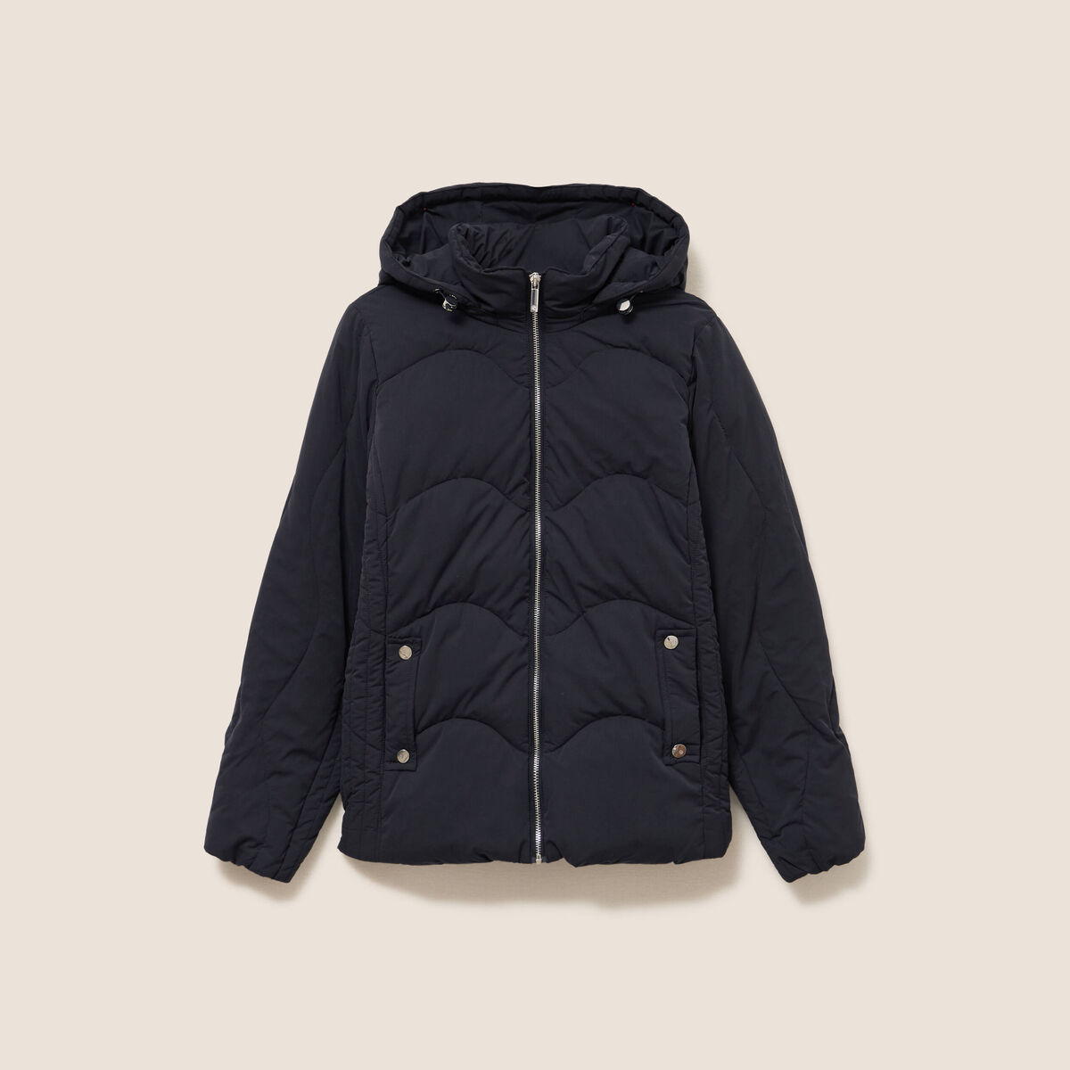 Doudoune cintr&eacute;e courte bleu fonc&eacute; femme