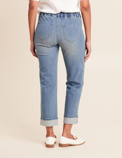 Jean coupe mom 7/8&egrave;me denim double stone femme
