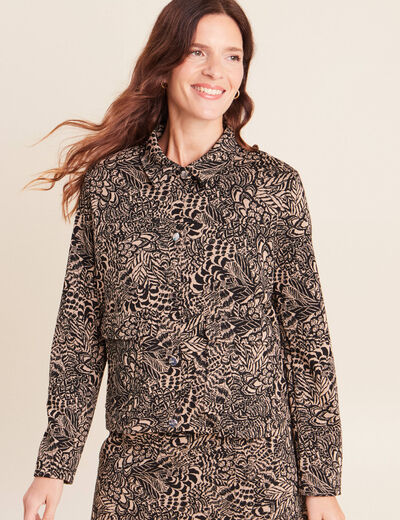 Veste droite doubl&eacute;e beige femme