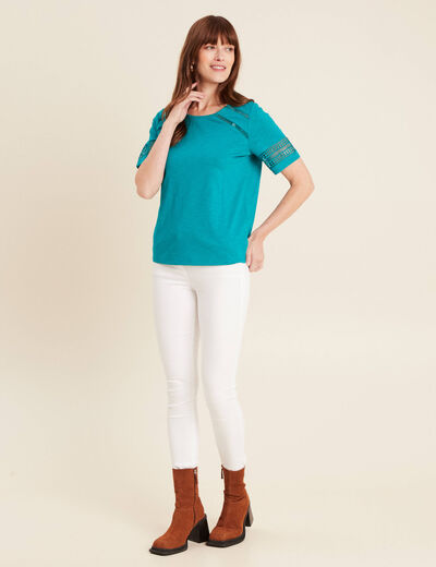 T-shirt manches courtes vert émeraude femme