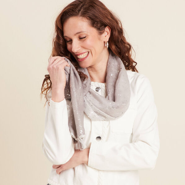 foulard a pampilles gris argent femme Foulard à pampilles gris argent femme