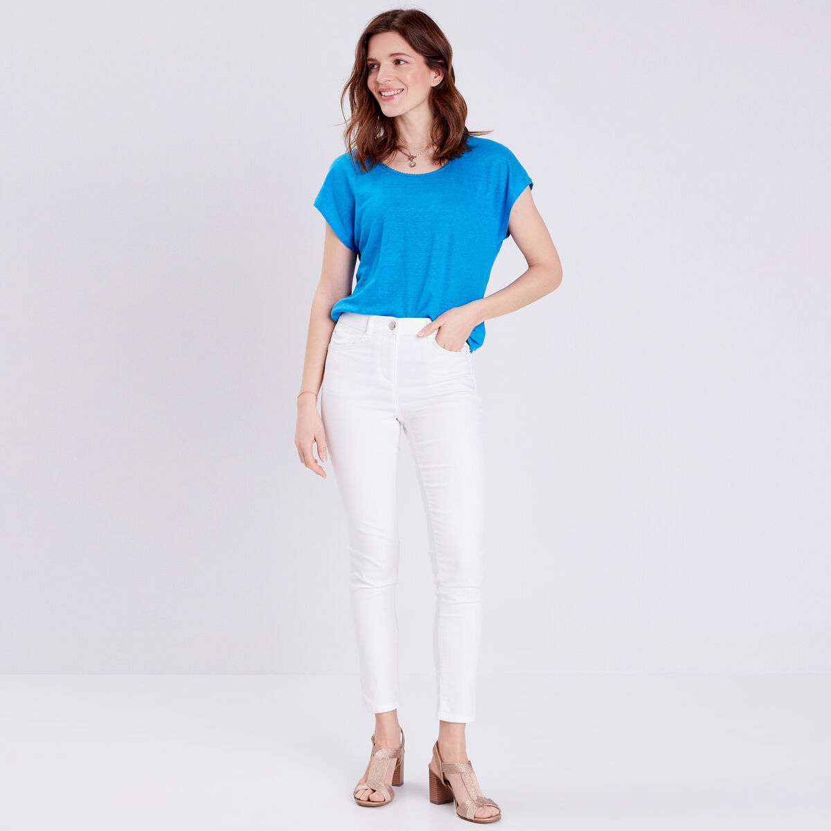T-shirt manches courtes bleu femme