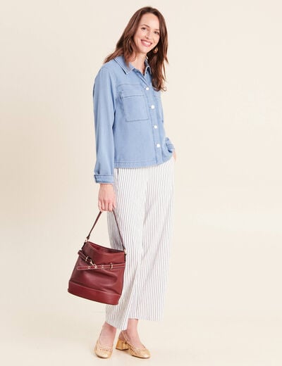 Veste jean manches longues denim bleach femme