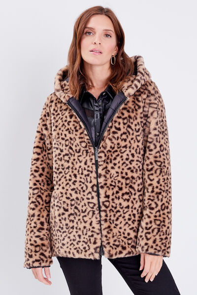 Doudoune droite réversible noir femme