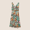 Robe midi évasée ceinturée multicolore femme