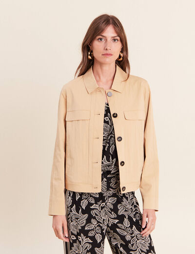 Veste doubl&eacute;e beige femme