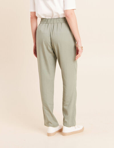 Pantalon large taille haute vert clair femme