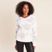 Pull col rond manches longues couleur argent femme