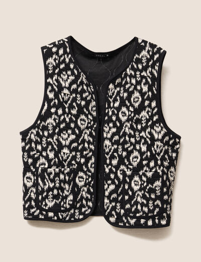 Gilet droit court sans manches noir femme