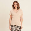 T-shirt manches courtes col en V sable femme