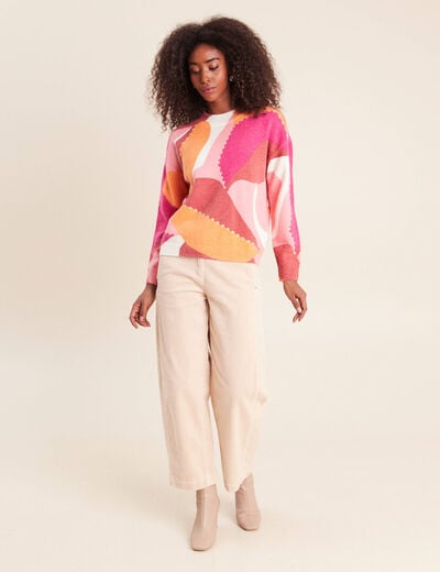 Pull col montant orange femme
