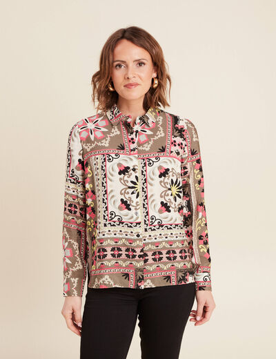 Chemise manches longues multicolore femme