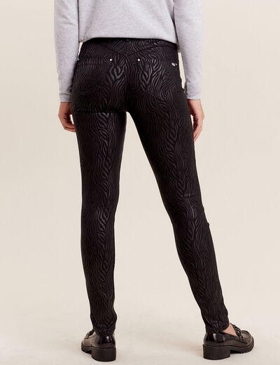 Pantalon ajusté enduit denim noir femme