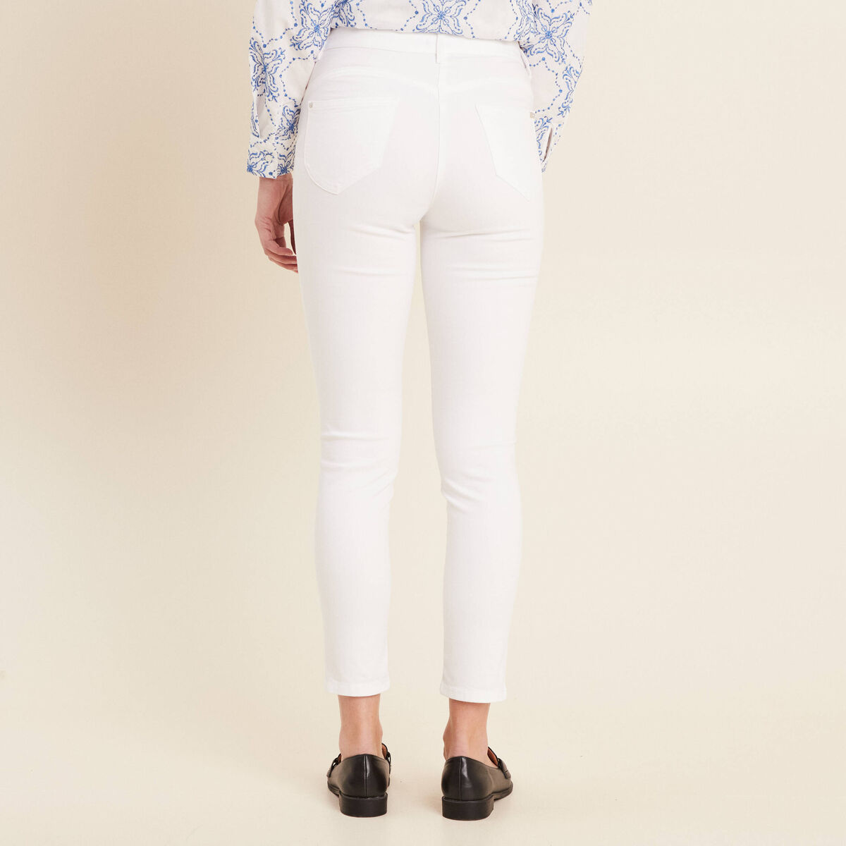 Pantalon léger taille standard 7/8ème blanc femme