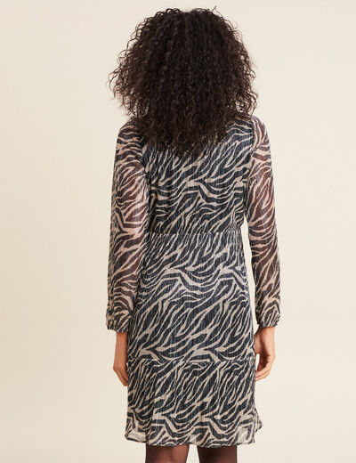 Robe zébrée à sequins évasée noir femme