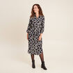 Robe longue évasée ceinturée noir femme